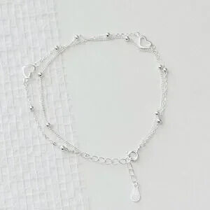 Sterling Silver Heart Bracelet, Cute Dainty Gift Bracelet
